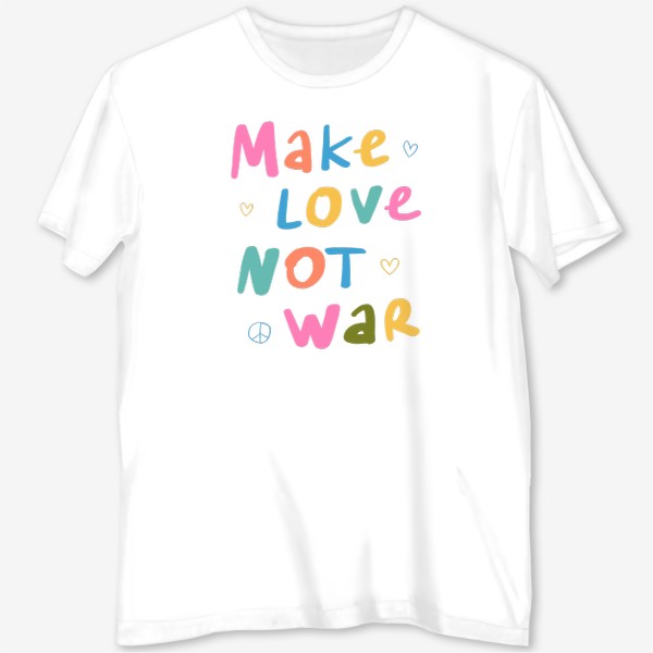 Футболка с полной запечаткой «make love not war / нет войне »