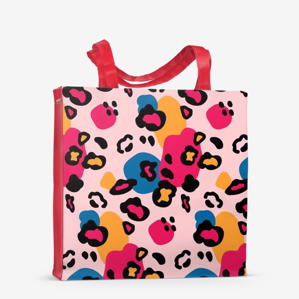 Сумка-шоппер «Абстрактный паттерн с леопардовыми пятнами на розовом фоне»