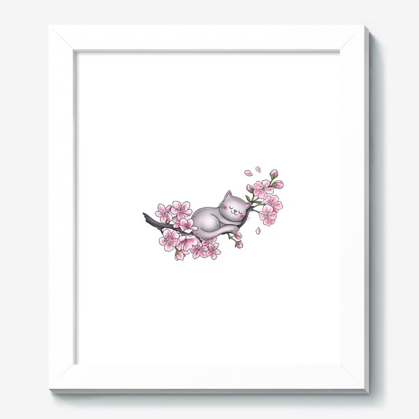 Картина «Котик на цветущей сакуре (8 марта)»