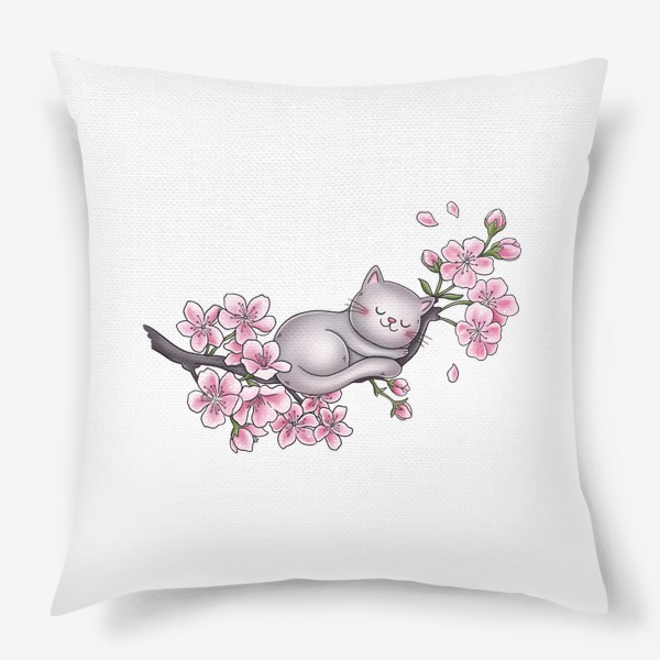 Подушка «Котик на цветущей сакуре (8 марта)»