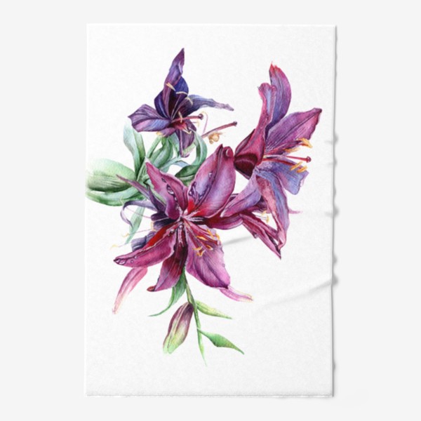 Полотенце «Бордовые лилии акварелью»