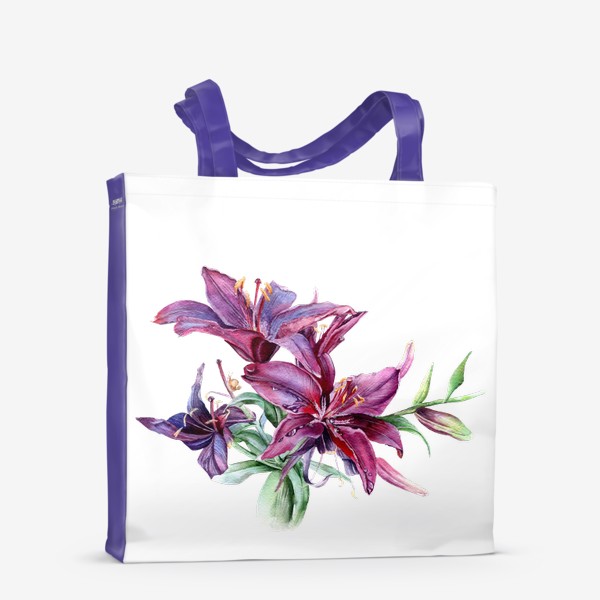 Сумка-шоппер «Бордовые лилии акварелью»