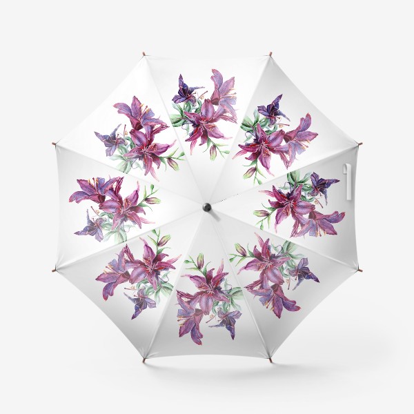 Зонт «Бордовые лилии акварелью»