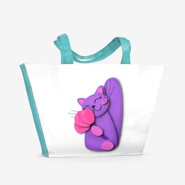 Пляжная сумка «Кошка с букетом»