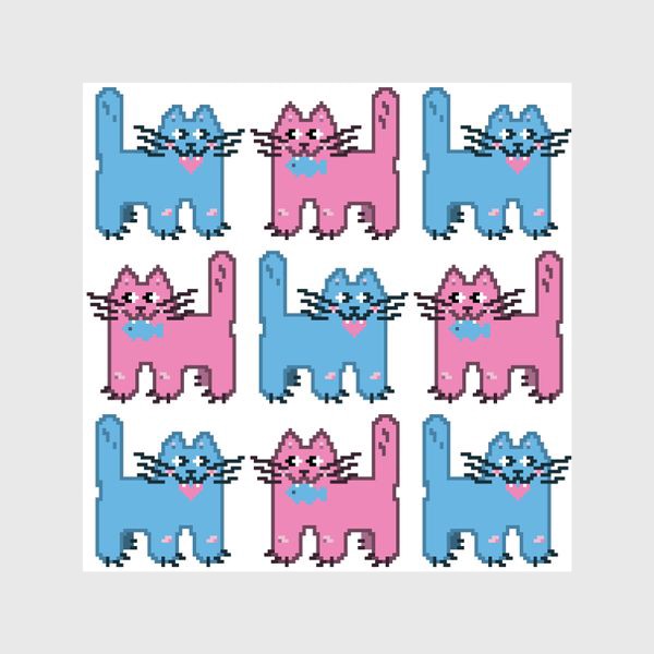 Шторы «Пиксельные коты. Паттерн»