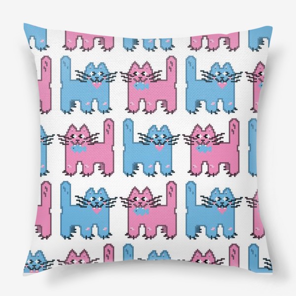 Подушка «Пиксельные коты. Паттерн»
