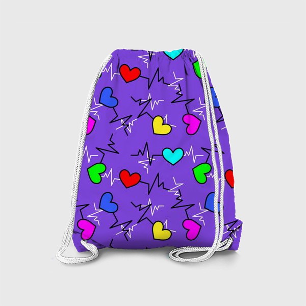 Рюкзак «Неоновые сердечки в стиле 90-х»