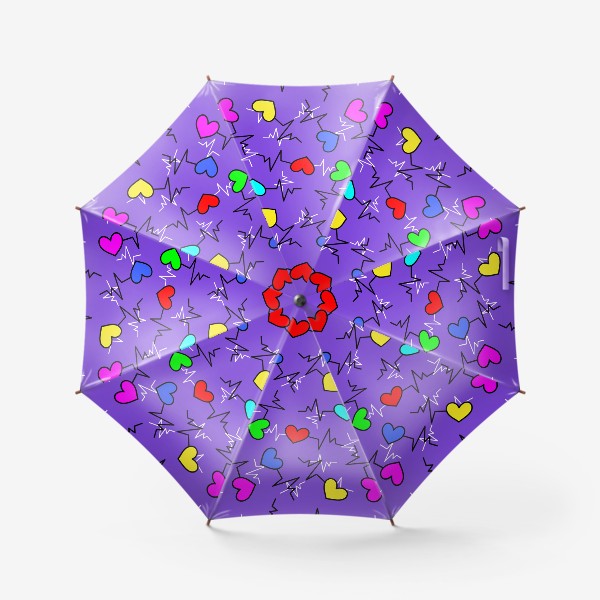 Зонт «Неоновые сердечки в стиле 90-х»