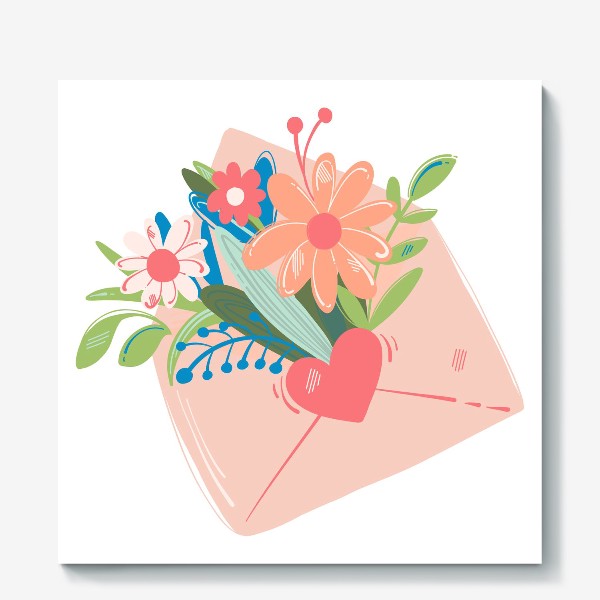 Холст «конверт с цветами»