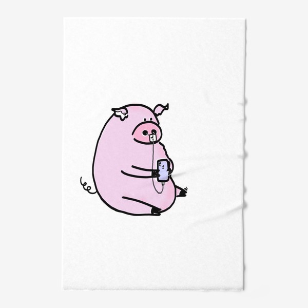 Полотенце «Свинья заряжает телефон как может»
