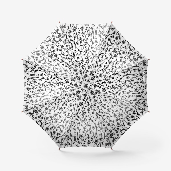 Зонт «Черно-белый цветочный узор»
