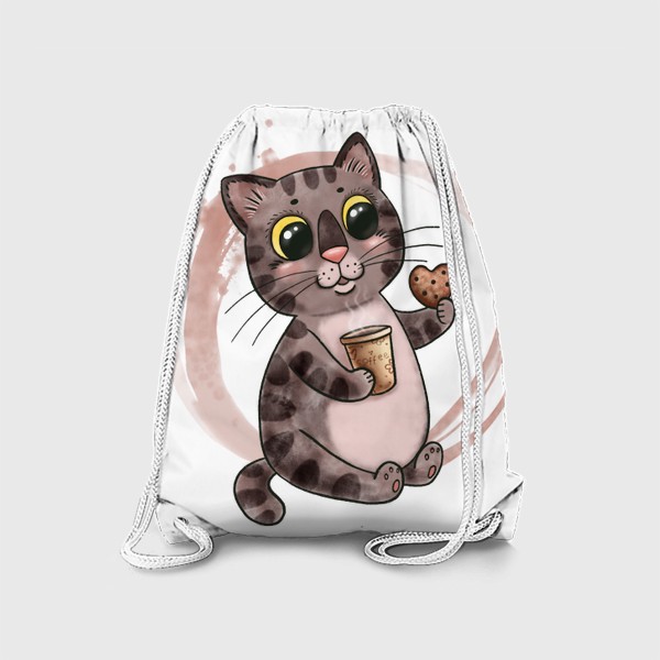 Рюкзак «Котик с кофе и печенюшкой»