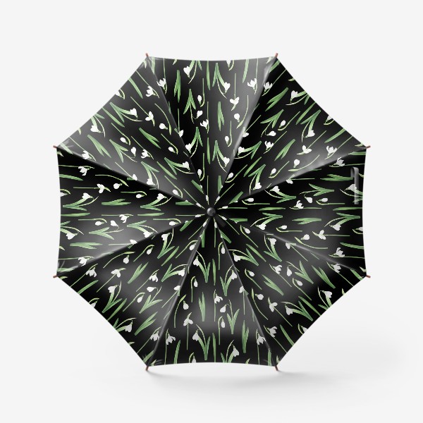 Зонт «Подснежники на черном фоне»
