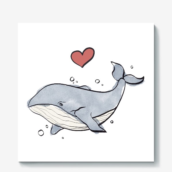 Холст «Влюблённый кит»