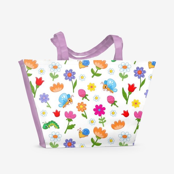 Пляжная сумка «Жучки и цветочки»