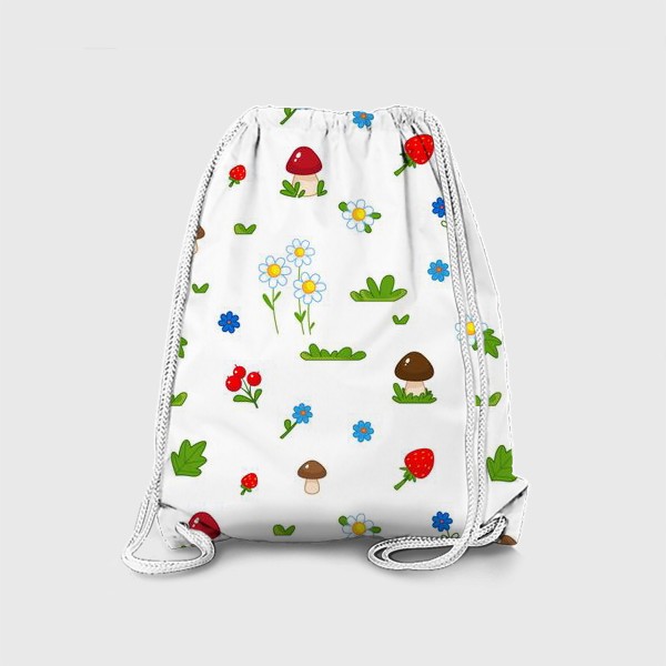 Рюкзак «Детский паттерн с грибочками и цветочками»
