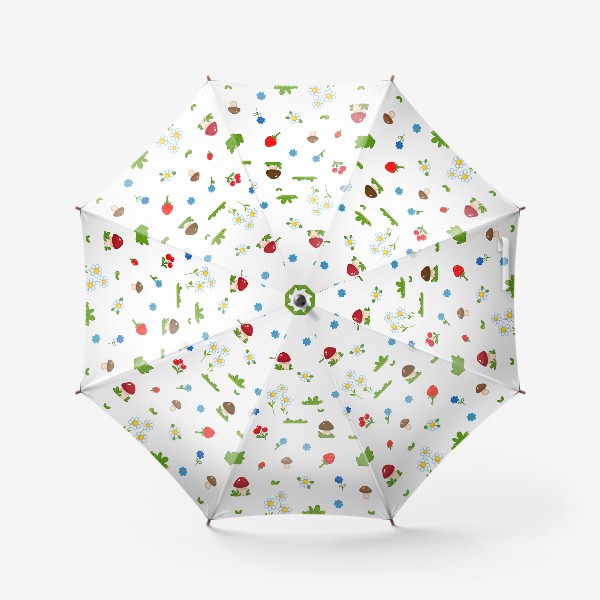 Зонт «Детский паттерн с грибочками и цветочками»