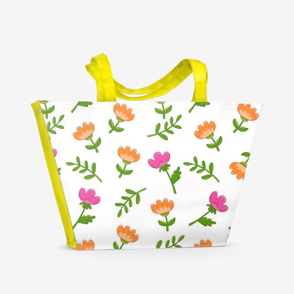 Пляжная сумка «Розовые и оранжевые тюльпаны»