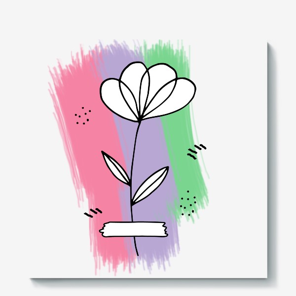 Холст «абстрактный цветок в дудл стиле. гербарий, бохо»