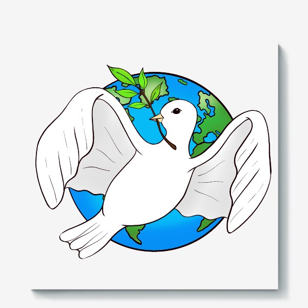 Холст «Белый голубь - символ мира. #нетвойне»