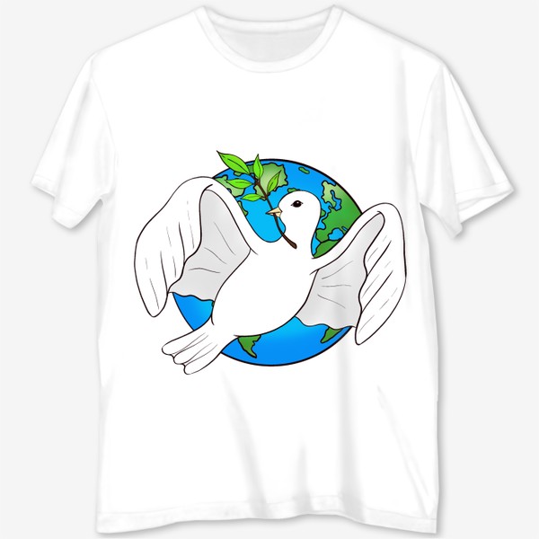 Футболка с полной запечаткой «Белый голубь - символ мира. #нетвойне»