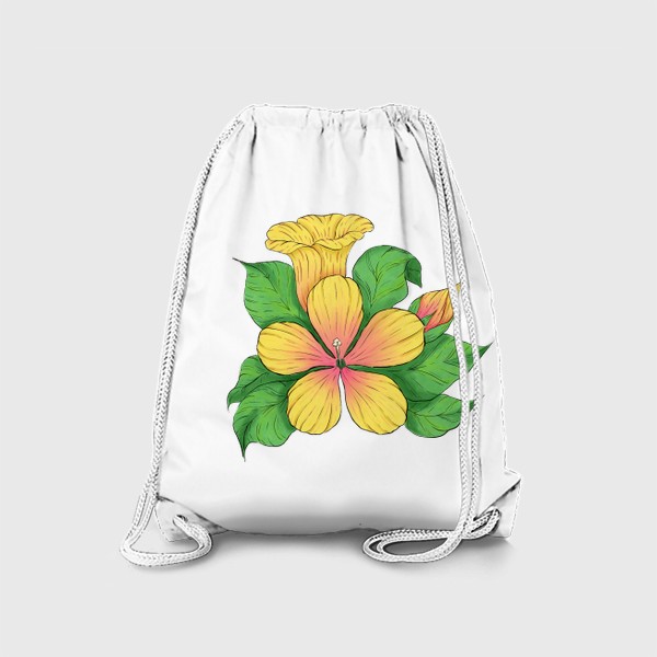 Рюкзак «Цветок гибискуса. Тропический цветок. Диджитал акварель.»