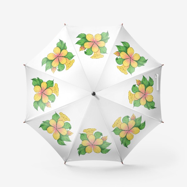 Зонт &laquo;Цветок гибискуса. Тропический цветок. Диджитал акварель.&raquo;