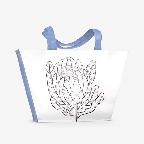 Пляжная сумка «Протея. Тропический цветок. Графика»