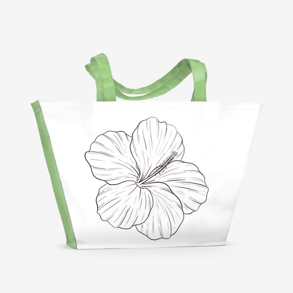 Пляжная сумка «Гибискус. Тропический цветок. Графика.»
