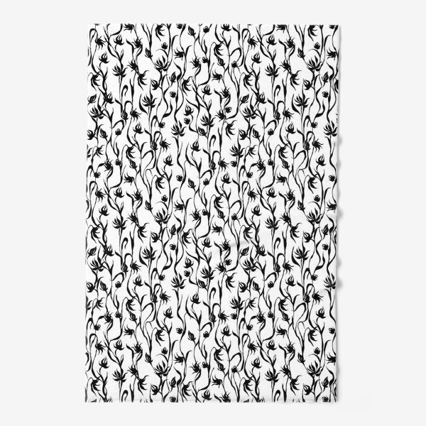 Полотенце «Черно-белый цветочный узор»