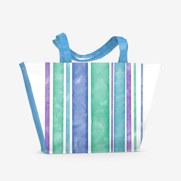 Пляжная сумка «Бирюзовый и фиолетовый, полоски»