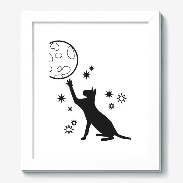 Картина «Черная кошка и луна»