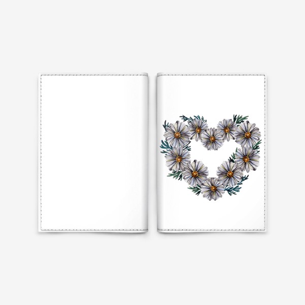 Обложка для паспорта «Сердце из ромашек и листочков»