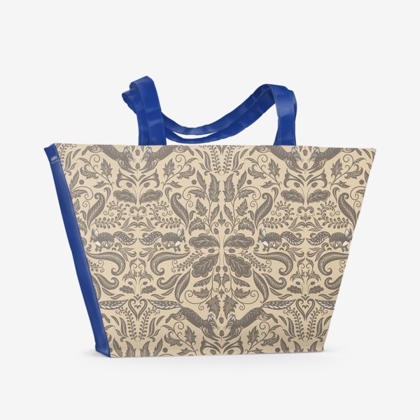 Пляжная сумка «Дамасский стиль. Натуральные цвета. »