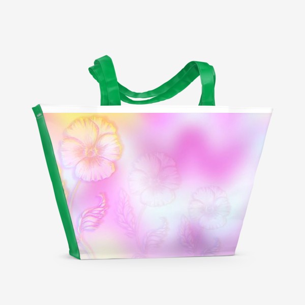 Пляжная сумка «Цветы с градиентом. Пастельные цвета.»