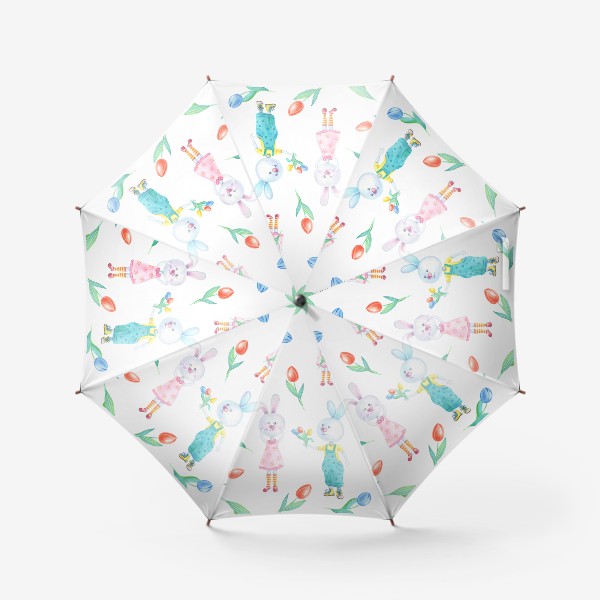 Зонт «Милые зайчата и тюльпаны»
