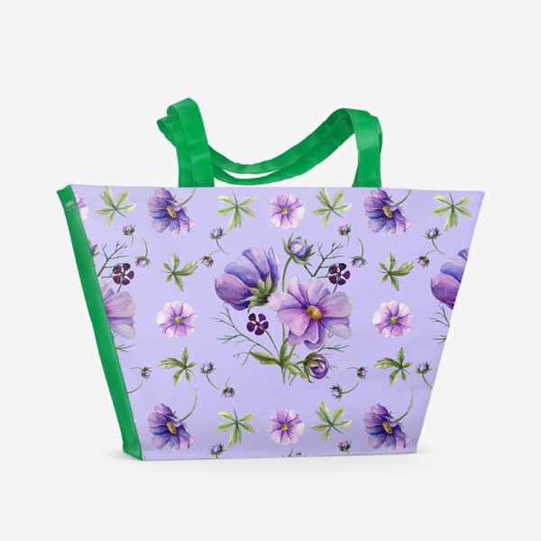 Пляжная сумка «Узор с сиреневыми цветами»