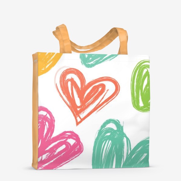 Сумка-шоппер «Разноцветные сердца, нарисованные цветными карандашами»