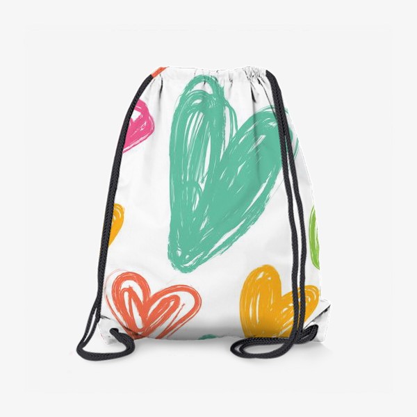 Рюкзак «Разноцветные сердца, нарисованные цветными карандашами»