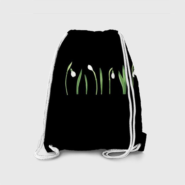 Рюкзак «Подснежники на черном фоне»