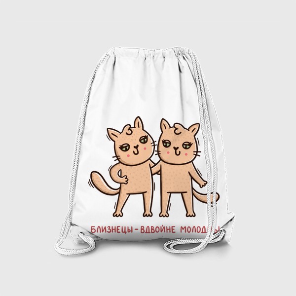 Рюкзак &laquo;Милые кошки - близнецы. Близнецы - вдвойне молодцы. Подарок для близнецов&raquo;