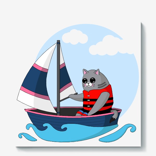 Холст «Кот в лодке»