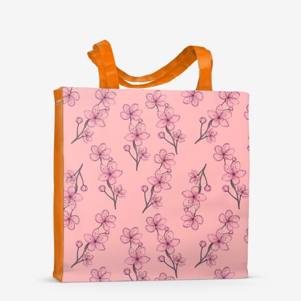 Сумка-шоппер «Цветы на розовом»