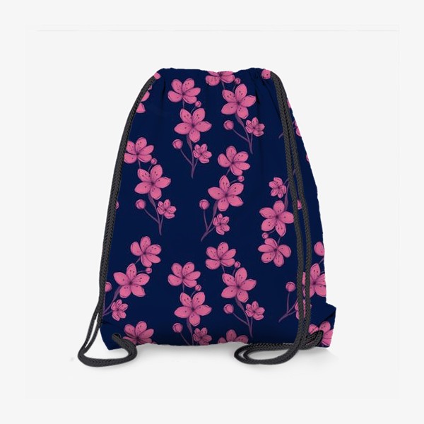 Рюкзак «Розовые цветы на синем»