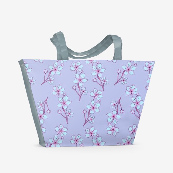 Пляжная сумка «Цветы на лиловом»