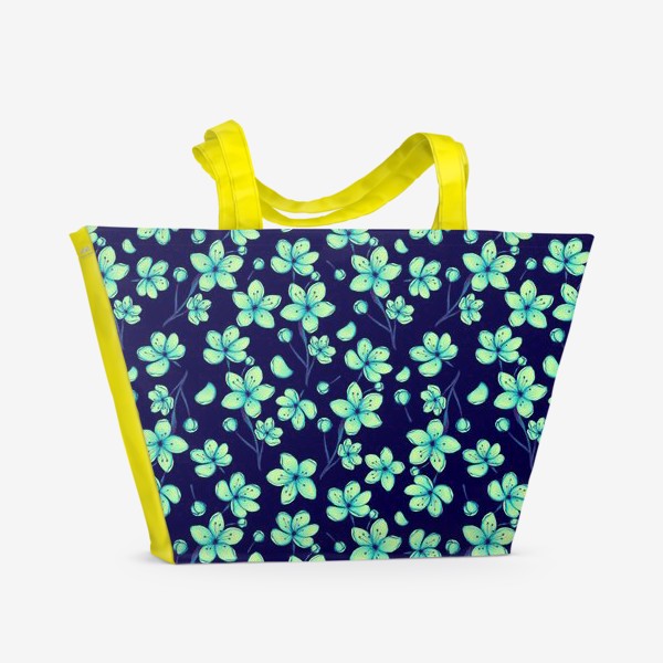 Пляжная сумка «Цветы на синем»