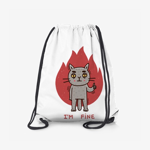 Рюкзак «Серый кот в огне. Выгорание. Депрессия. I’m fine »