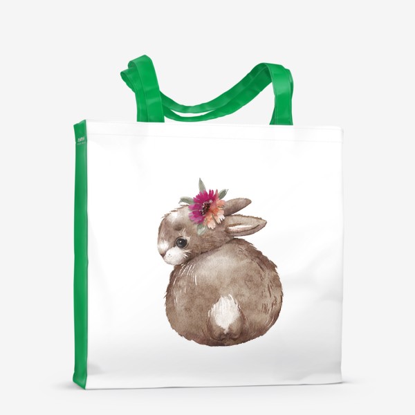 Сумка-шоппер «милый кролик с цветком »