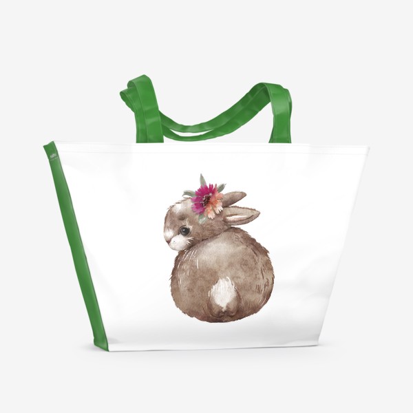 Пляжная сумка «милый кролик с цветком »