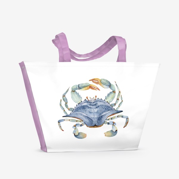 Пляжная сумка «синий краб акварель »